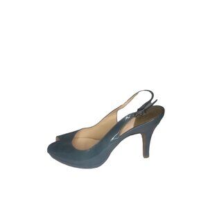 Cole Haan Stiletto Heels Women Sz 7.5B‎ Green Peep Toe Patent Leather Designer